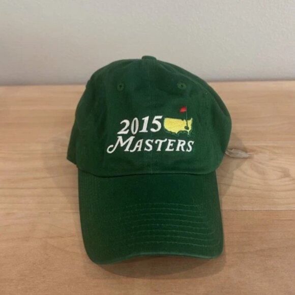 2015 MASTERS Golf USA Flag Sport Green Yellow Ball Cap Hat Augusta Nationals - Picture 1 of 5